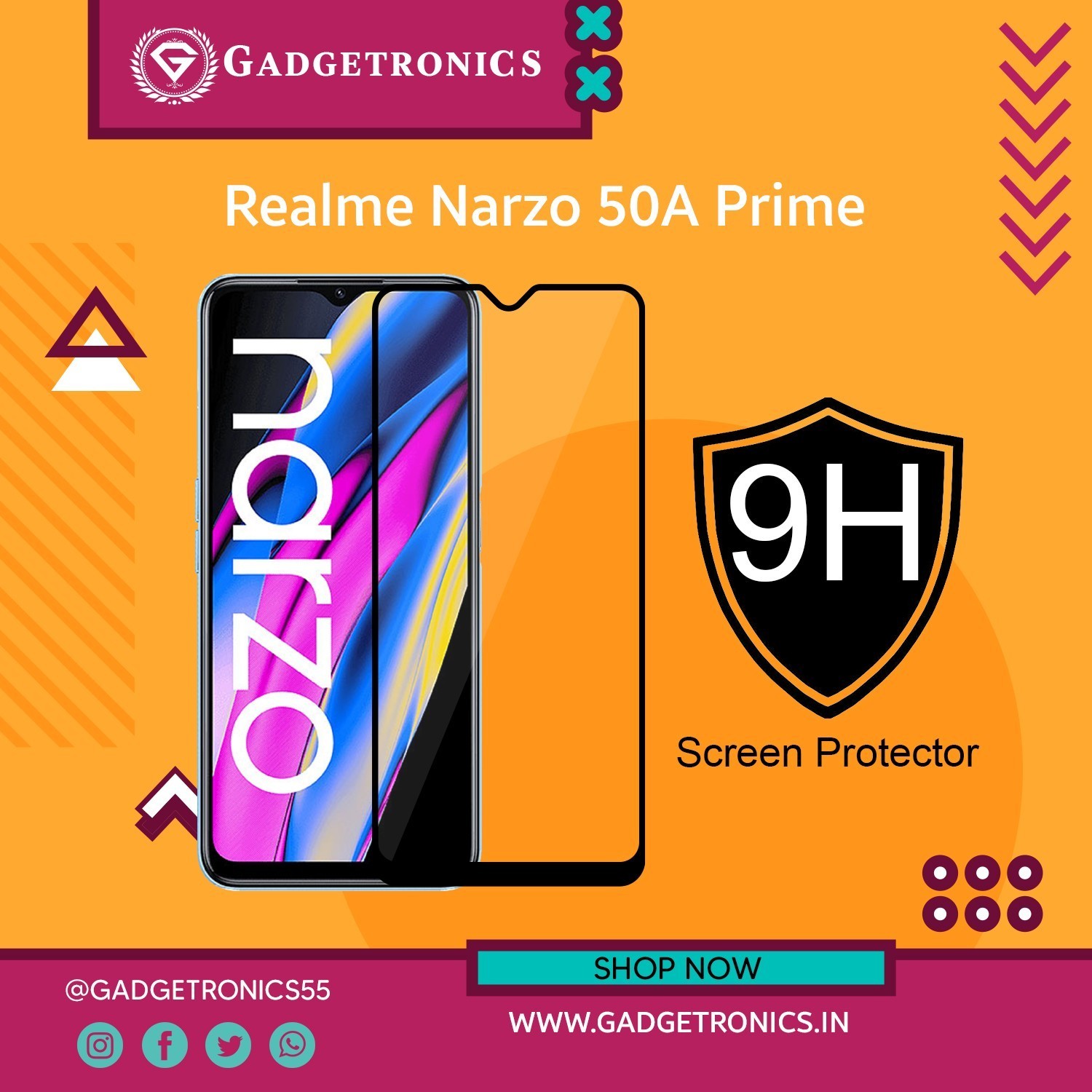 Realme Narzo 50A Prime Tempered Glass Camera Lens Protector